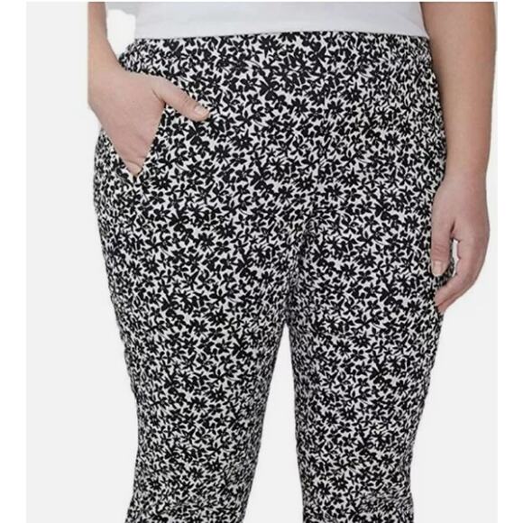 Lane Bryant 14 14W ALLIE PANT Sexy Stretch ANKLE Straight Leg Jacquard Floral - Picture 1 of 11